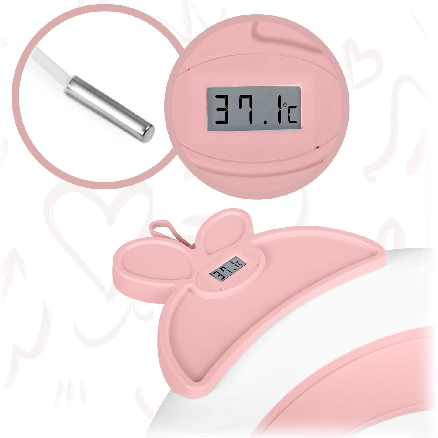 Baby bath with thermometer and insert RK-282 white/pink