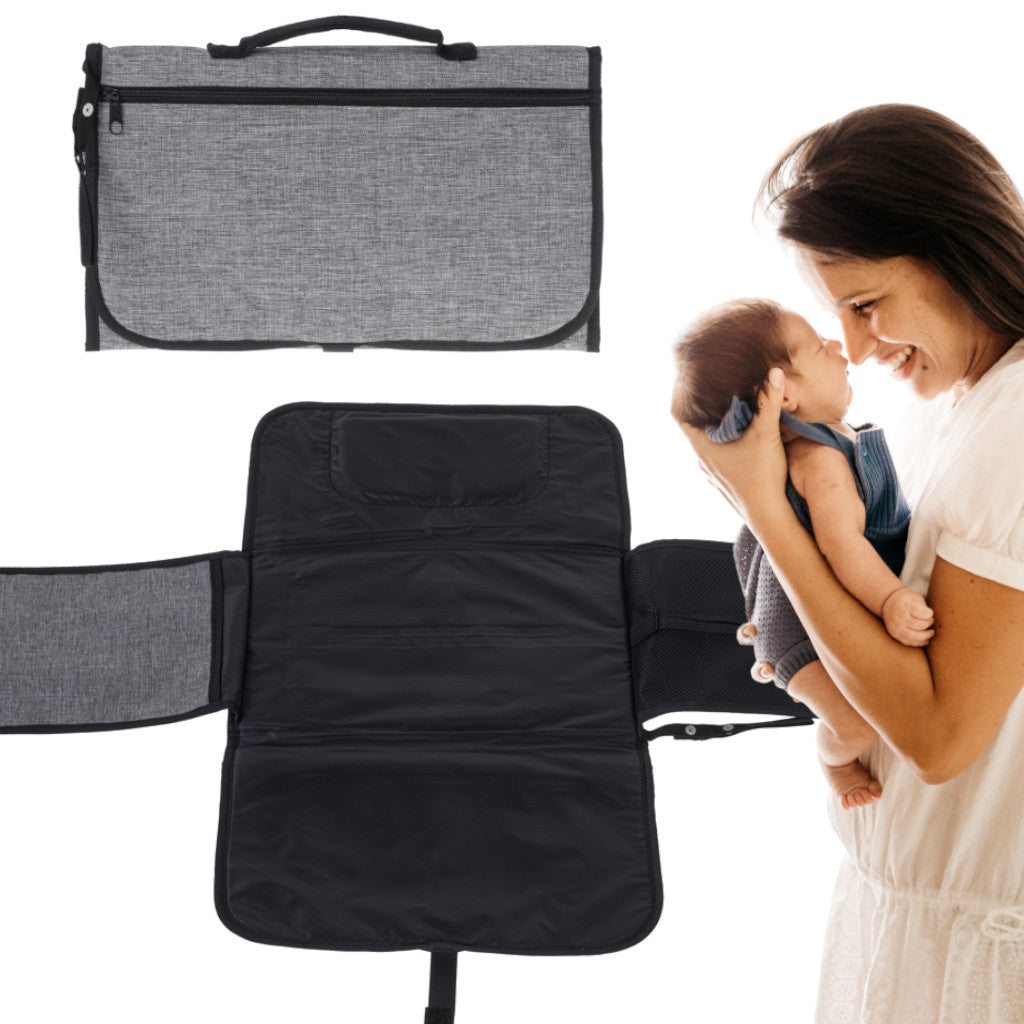 Baby changing travel mat convertible changing bag grey