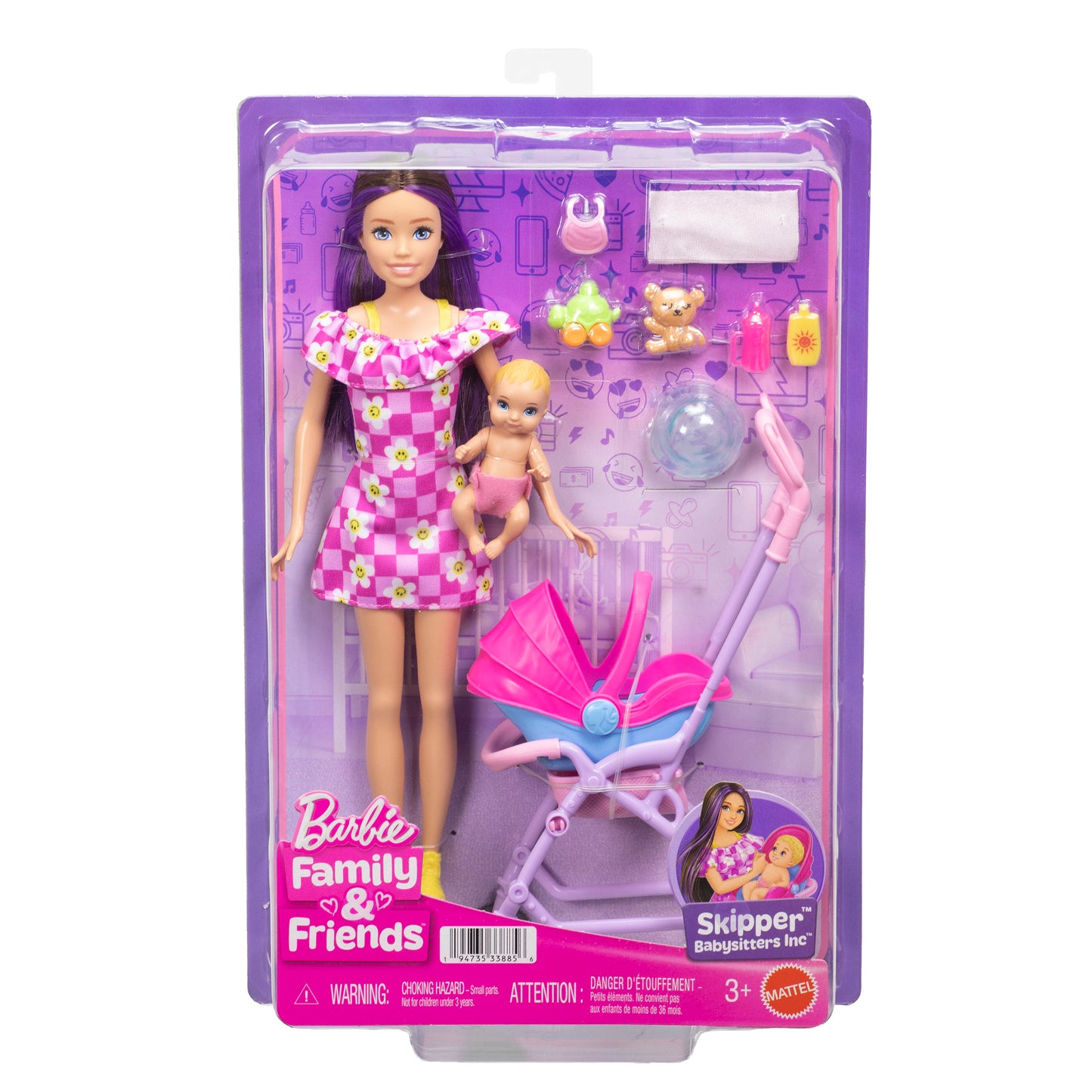 Babysitting Stroller Playset with Accessories, 10 Pieces