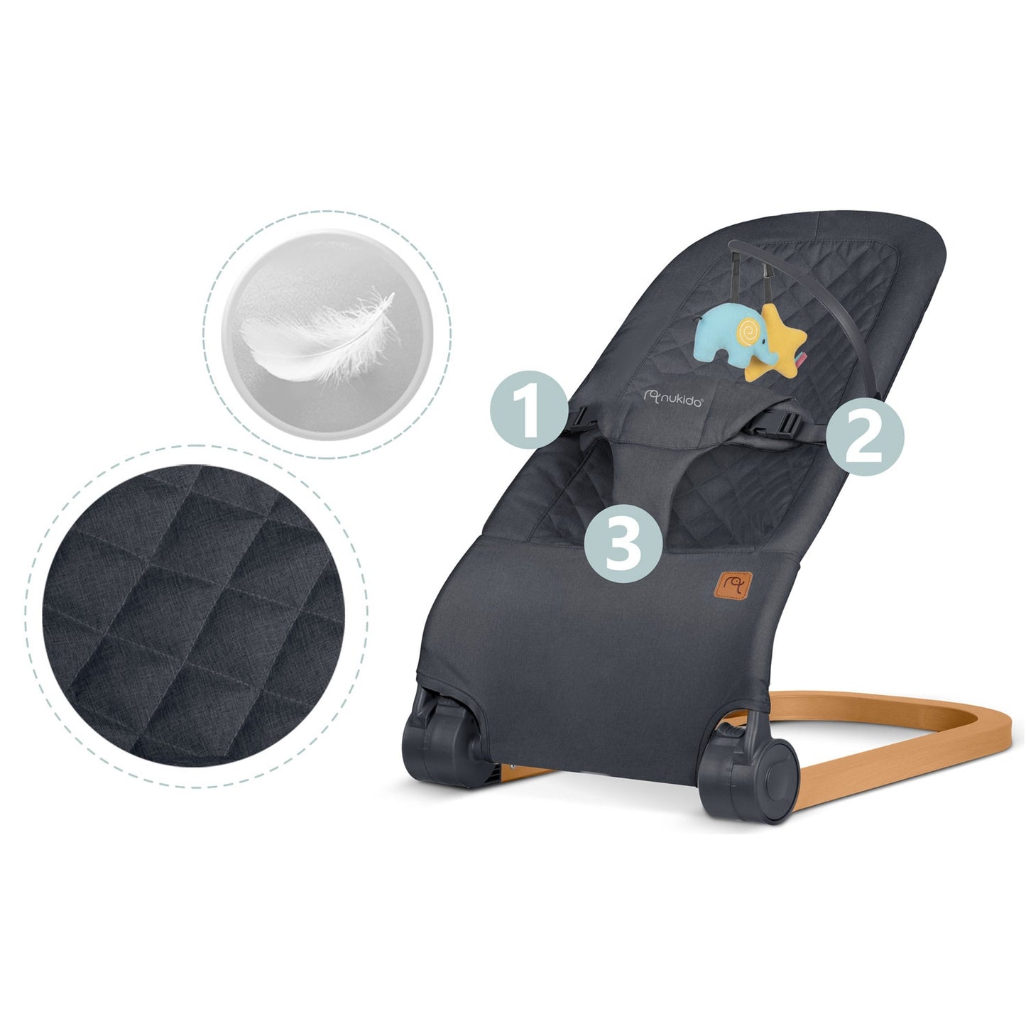 Baby swing with toys NK-52 Nukido - Anthracite