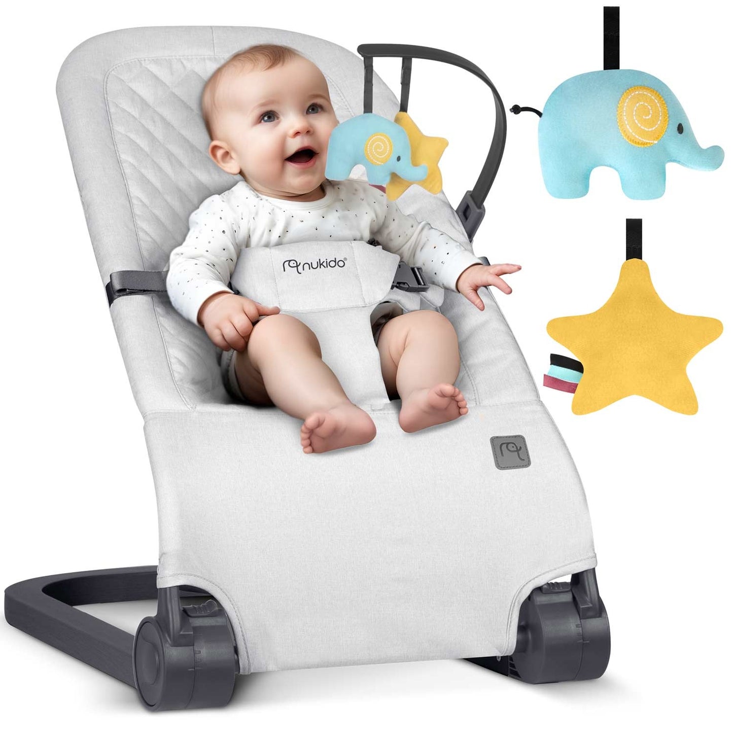Baby swing with toys NK-52 Nukido - light grey