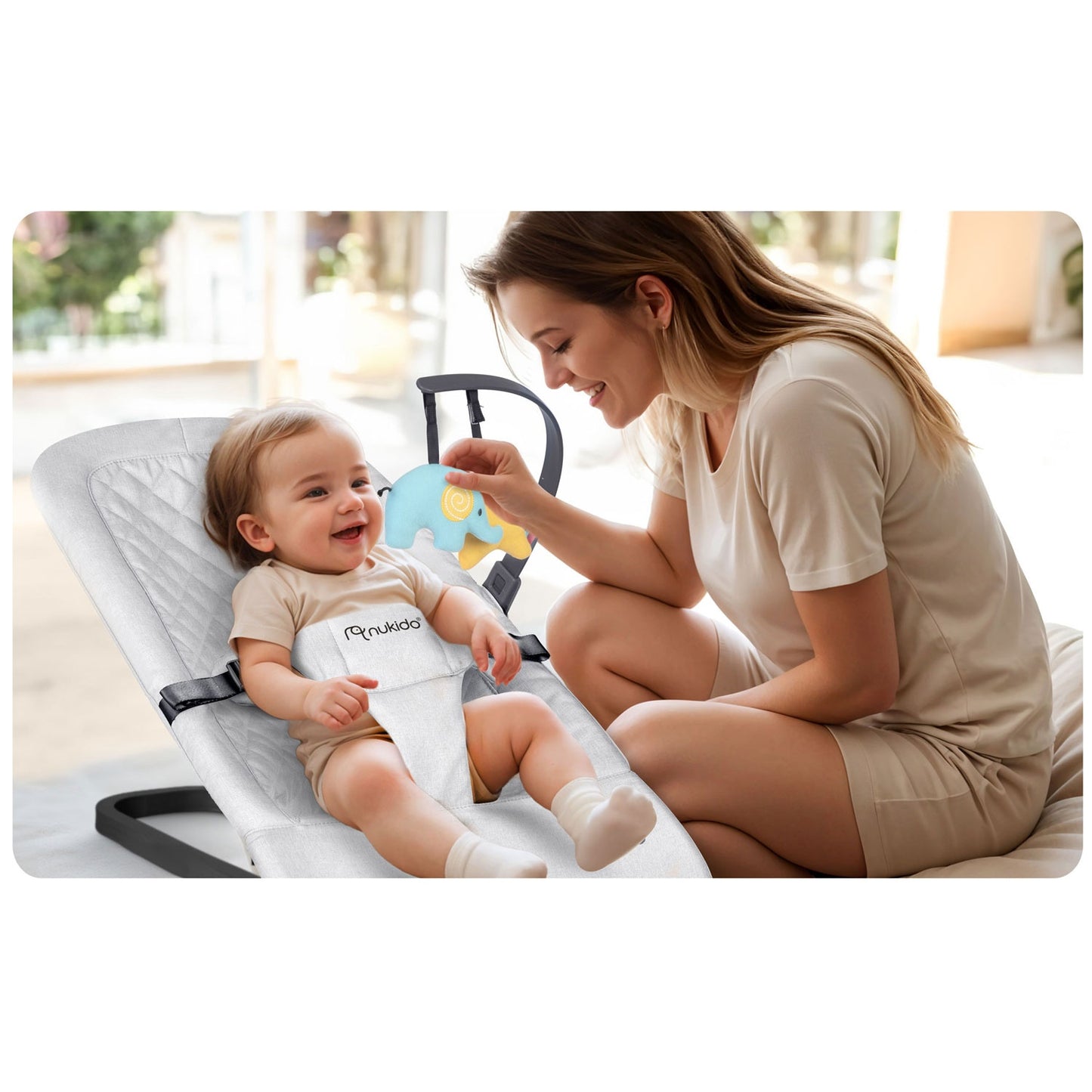 Baby swing with toys NK-52 Nukido - light grey