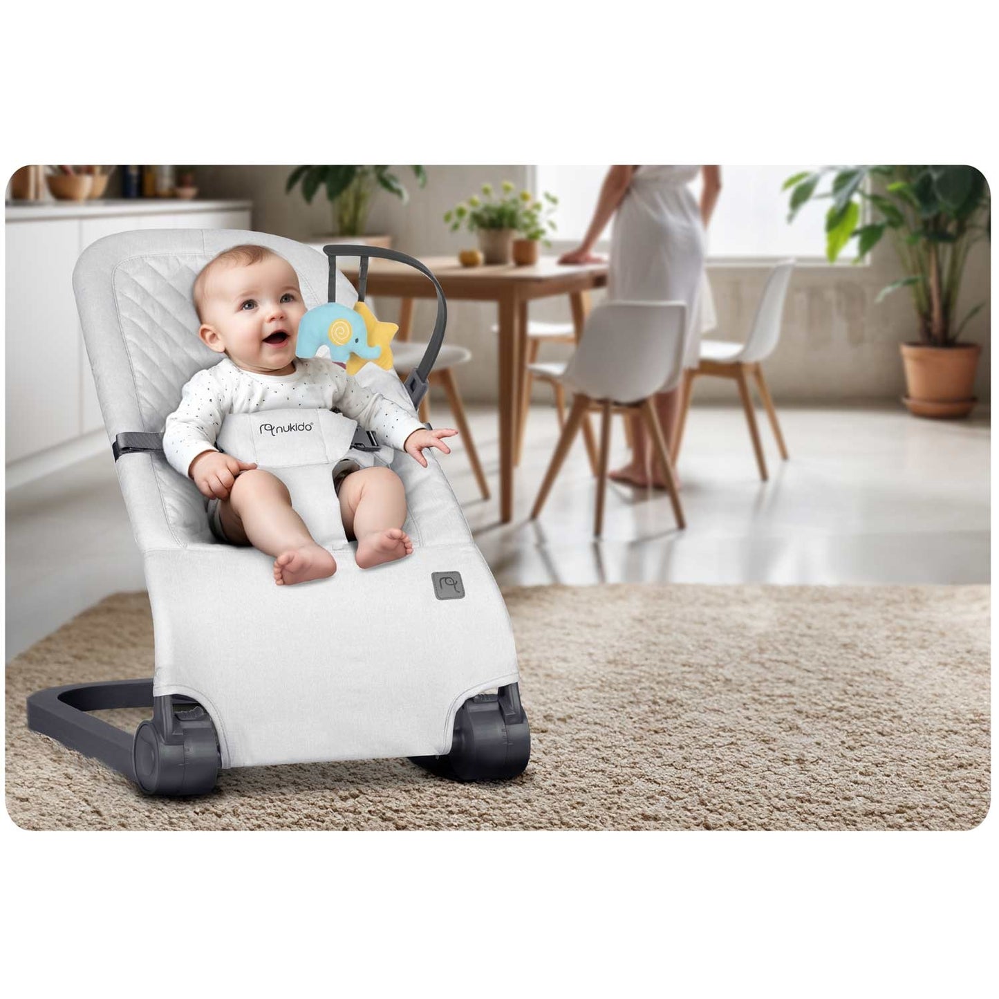 Baby swing with toys NK-52 Nukido - light grey