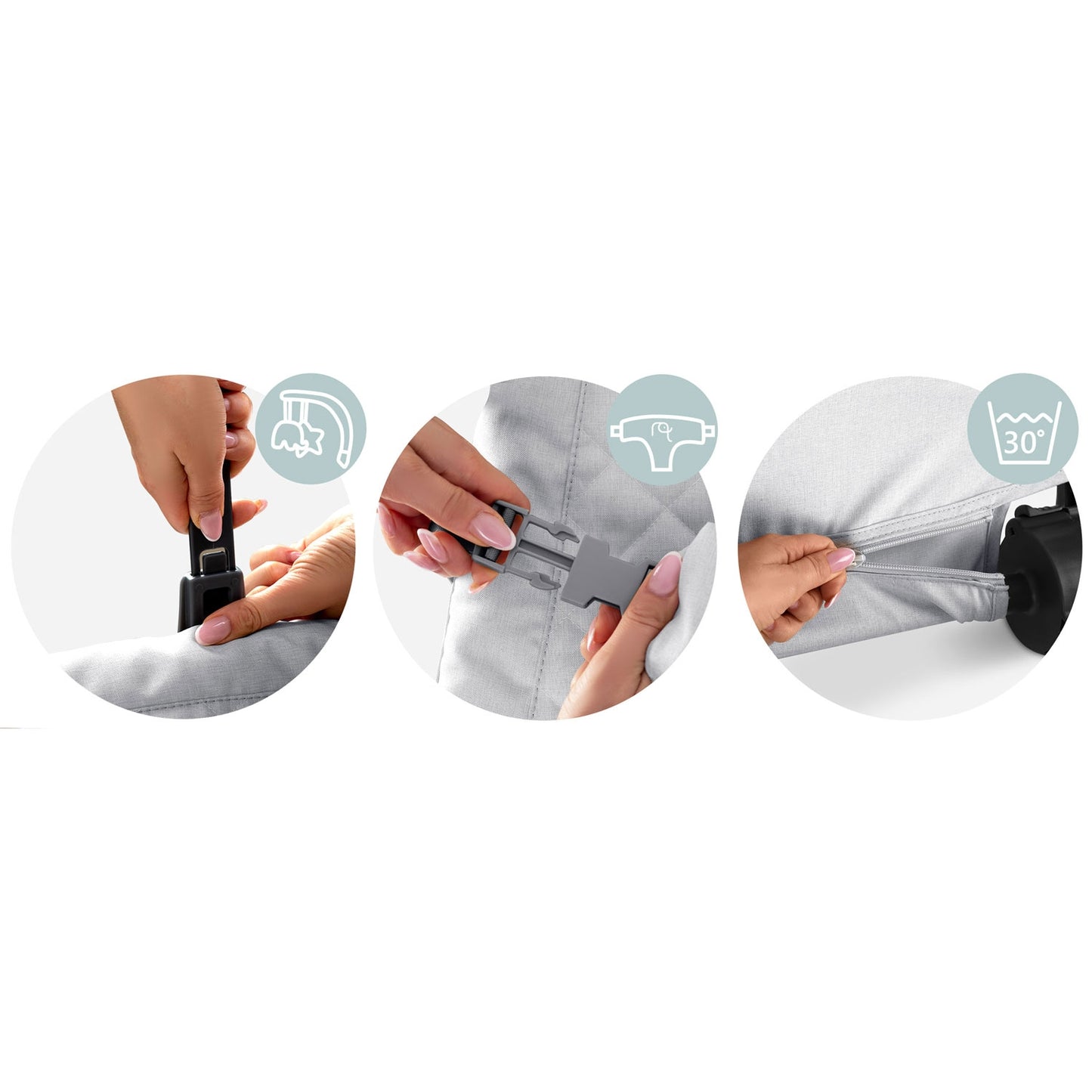 Baby swing with toys NK-52 Nukido - light grey
