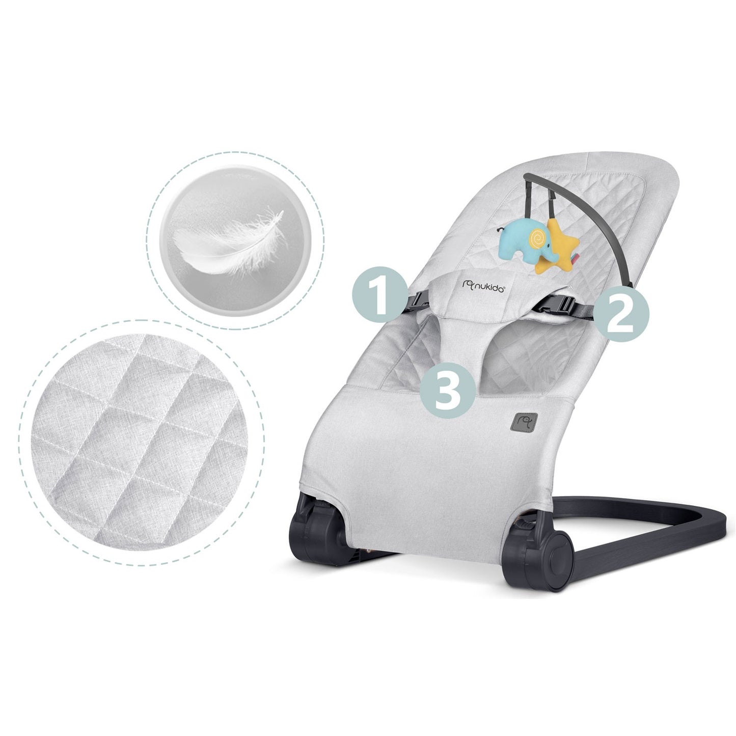Baby swing with toys NK-52 Nukido - light grey