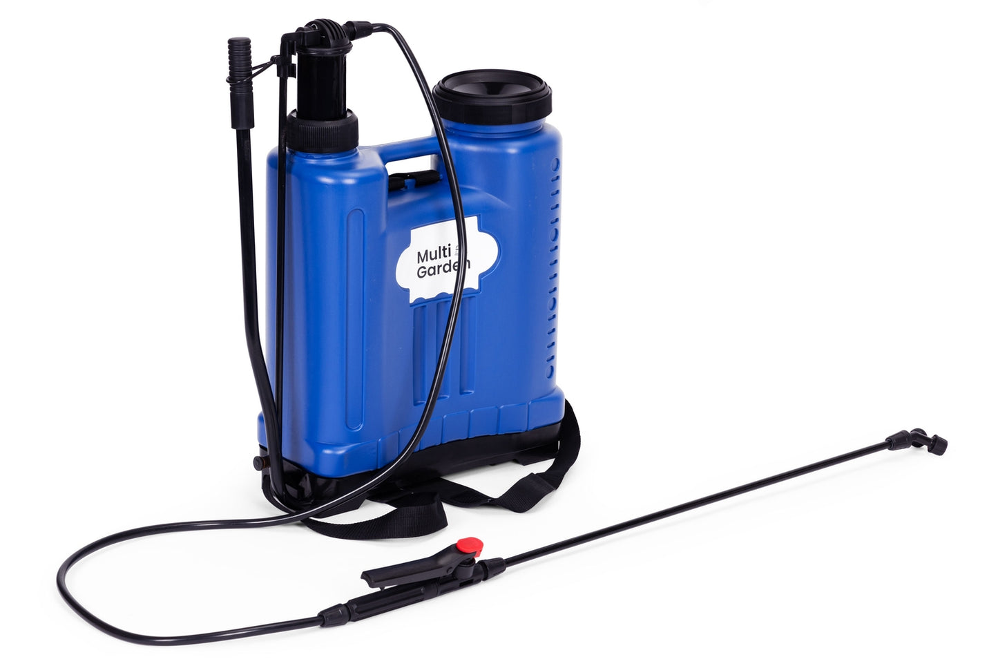 Backpack pressure sprayer 16L, garden, handheld, 2-4 bar, long lance, 4 nozzles, straps, MultiGarden