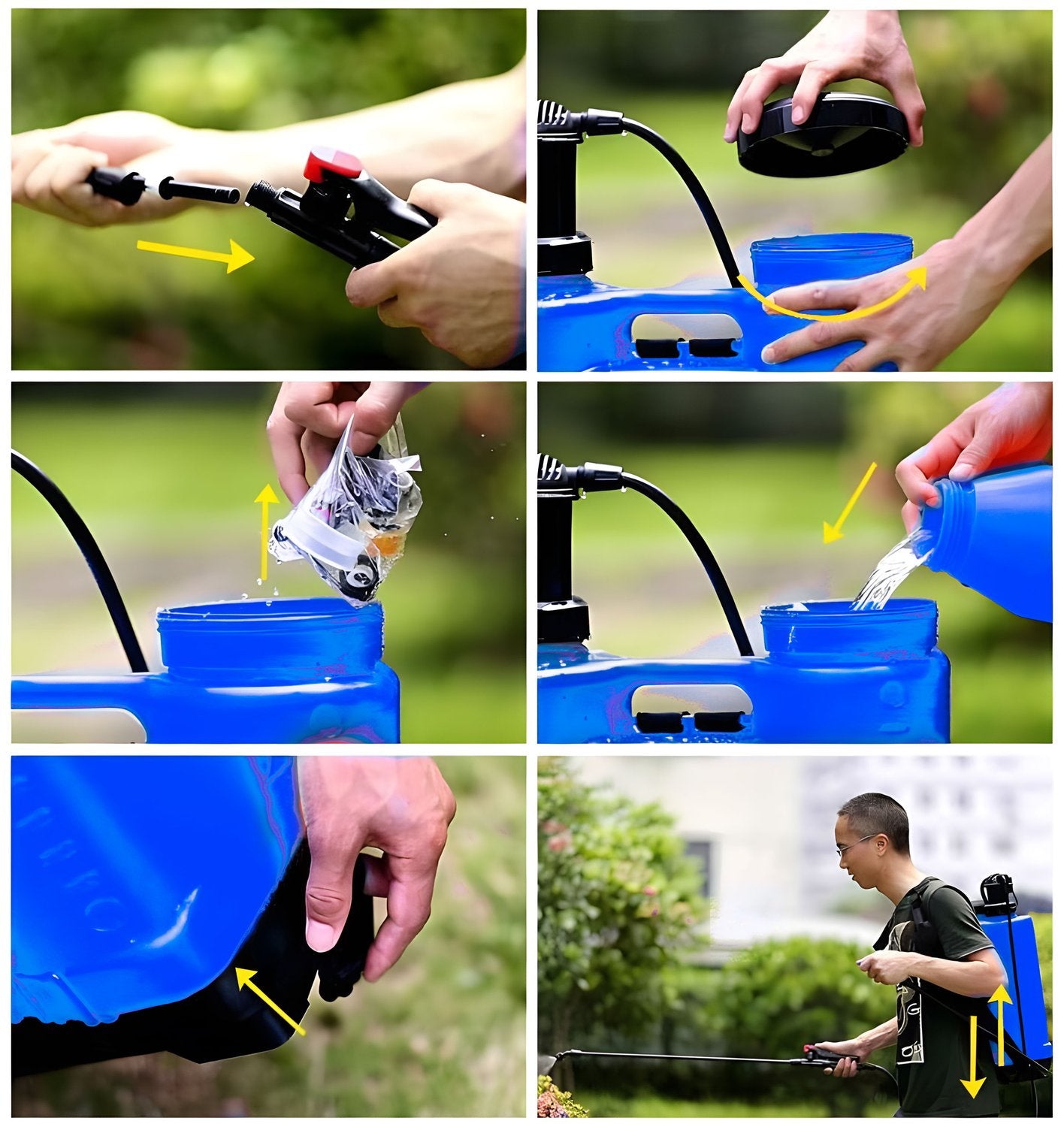 Backpack pressure sprayer 16L, garden, handheld, 2-4 bar, long lance, 4 nozzles, straps, MultiGarden