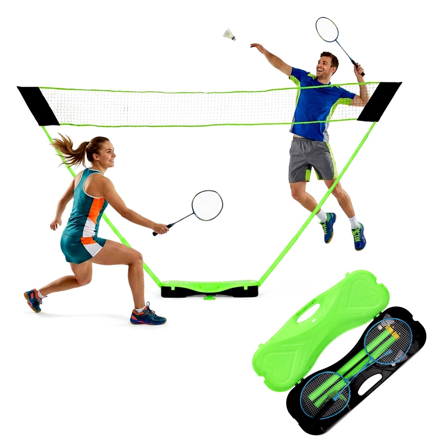 Badminton Set with Foldable Net, Rackets, Shuttlecocks