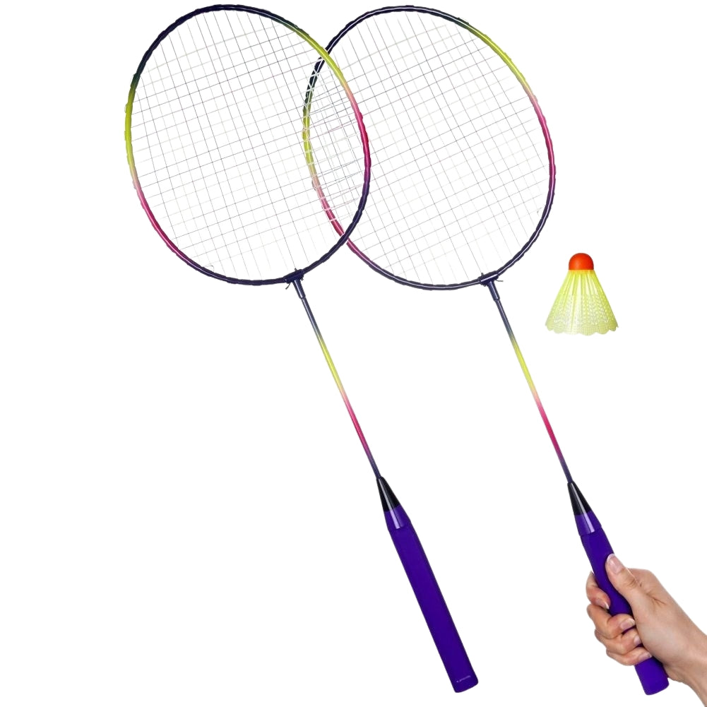 Badminton set for two with light and flexible rackets