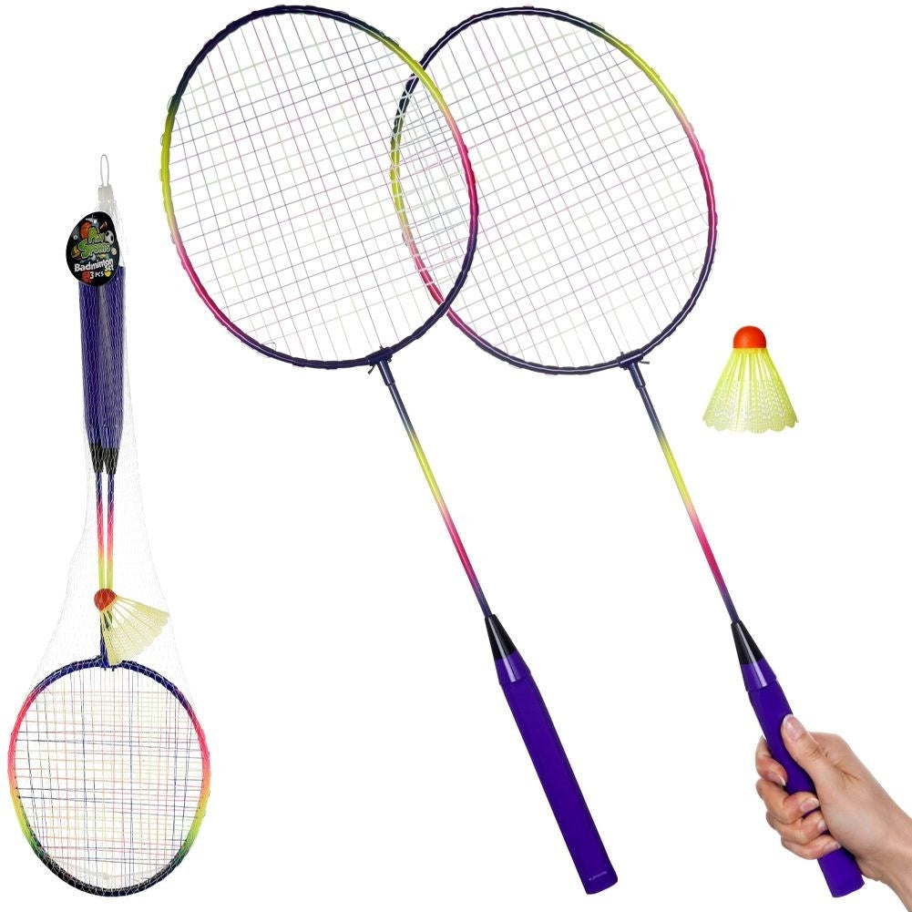 Badminton set for two with light and flexible rackets