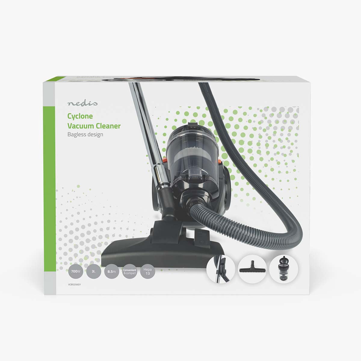 Bagless Vacuum Cleaner, 700W, 3L Dust Capacity, HEPA Filter
