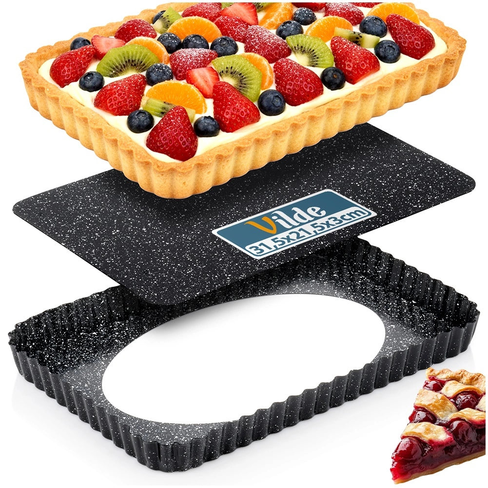 Baking Tin with Removable Bottom, Granite Coated, 31.5x21.5 cm