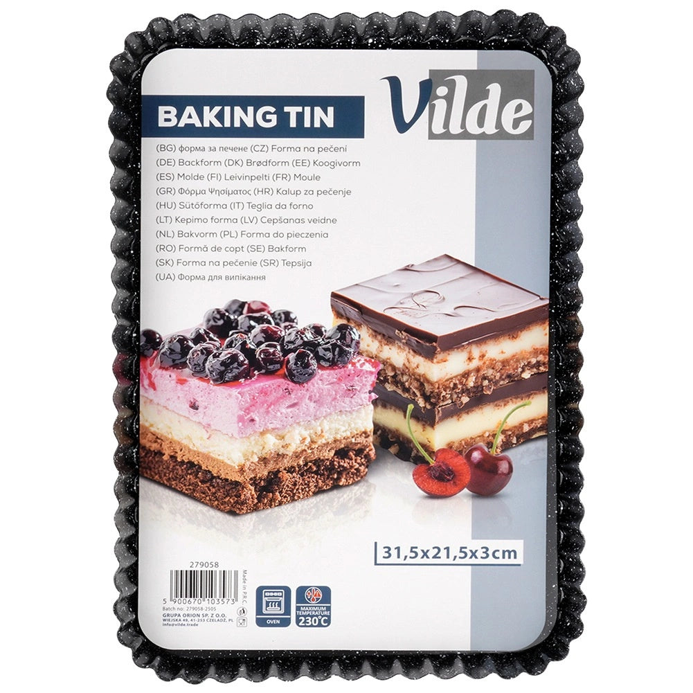 Baking Tin with Removable Bottom, Granite Coated, 31.5x21.5 cm