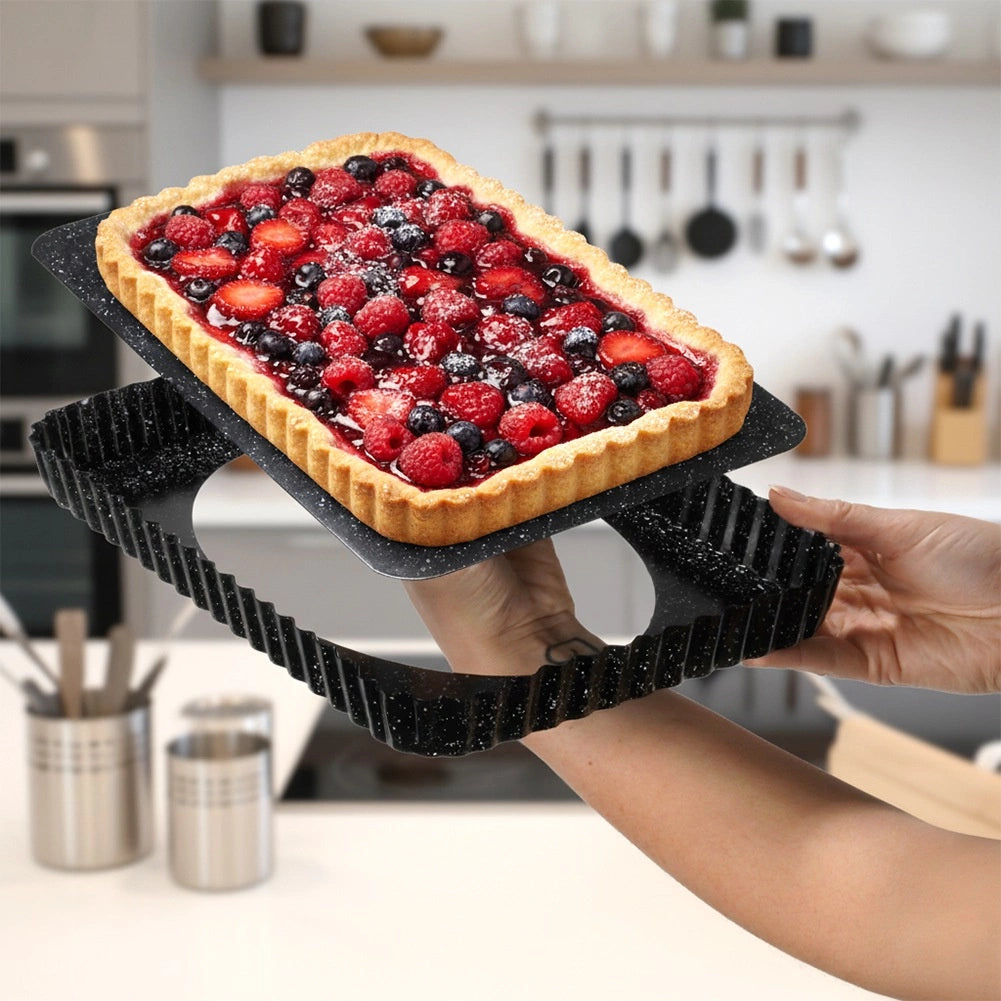 Baking Tin with Removable Bottom, Granite Coated, 31.5x21.5 cm