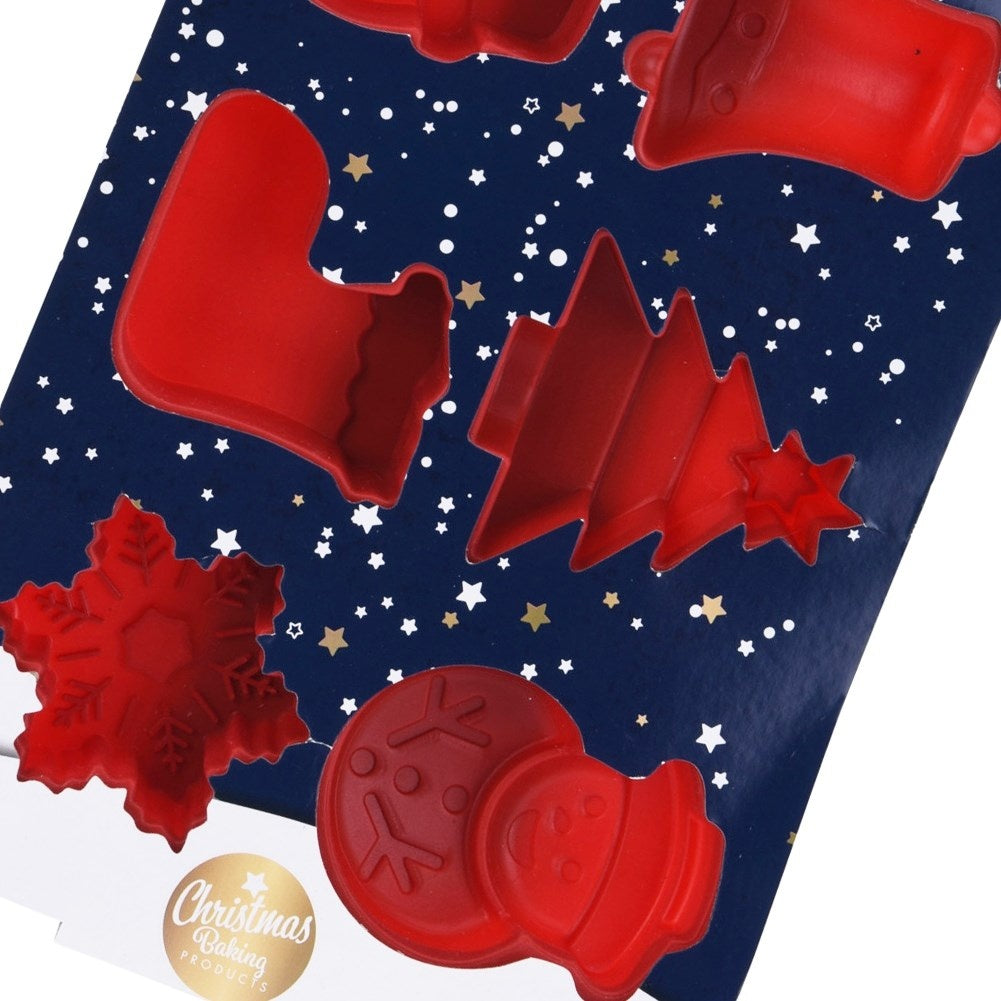 Baking mold in Silicone for 6 Christmas cookies