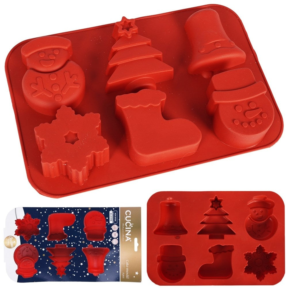 Baking mold in Silicone for 6 Christmas cookies