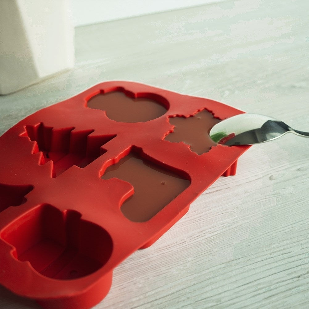 Baking mold in Silicone for 6 Christmas cookies