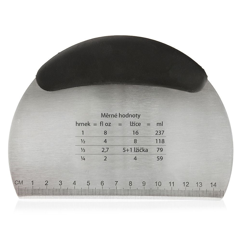 Baking spatula and chopper in stainless steel with measuring scale