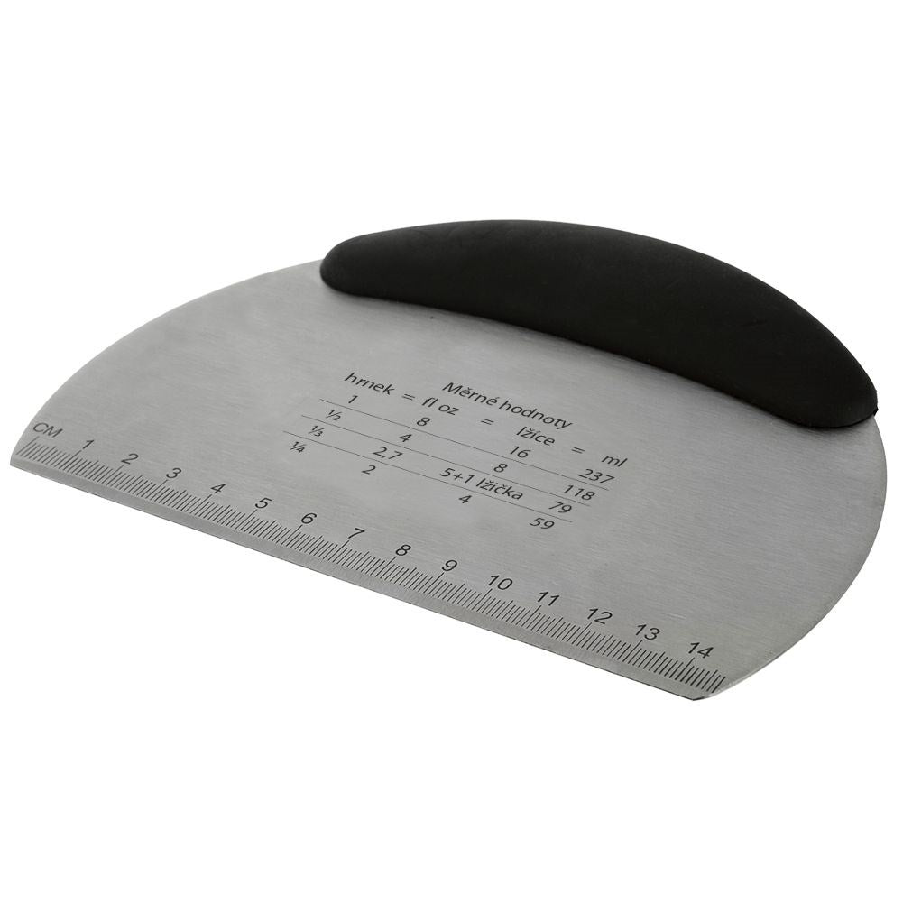 Baking spatula and chopper in stainless steel with measuring scale