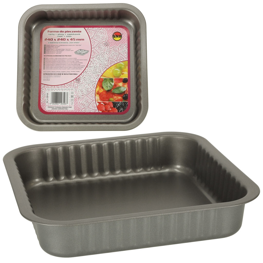 Baking tray for casseroles, tarts, pizzas 24cm x 24cm grey