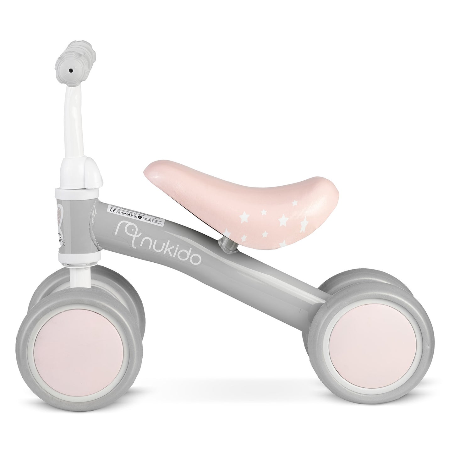 Balance Bike with 4 Wheels, Metal Frame, Foam Seat