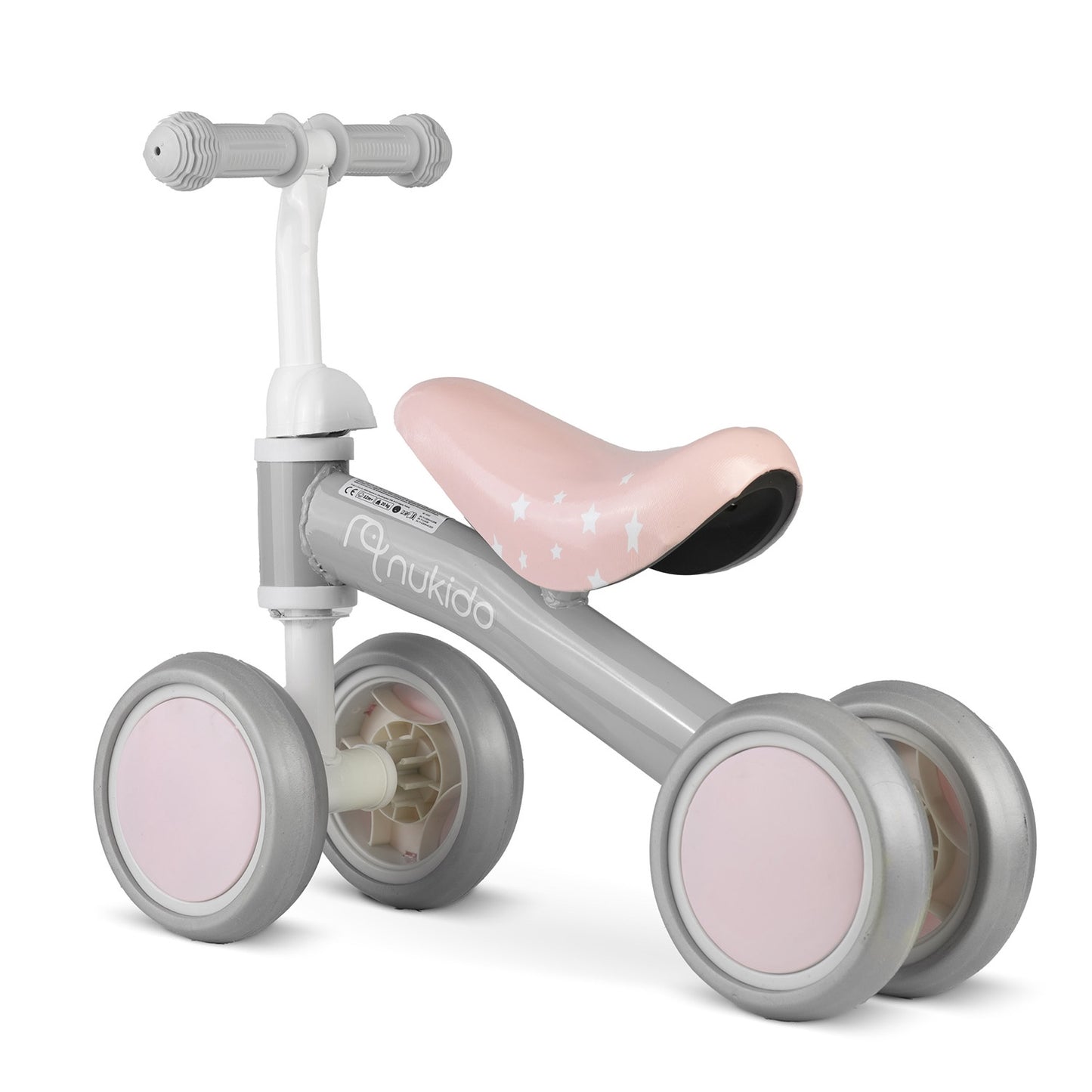 Balance Bike with 4 Wheels, Metal Frame, Foam Seat