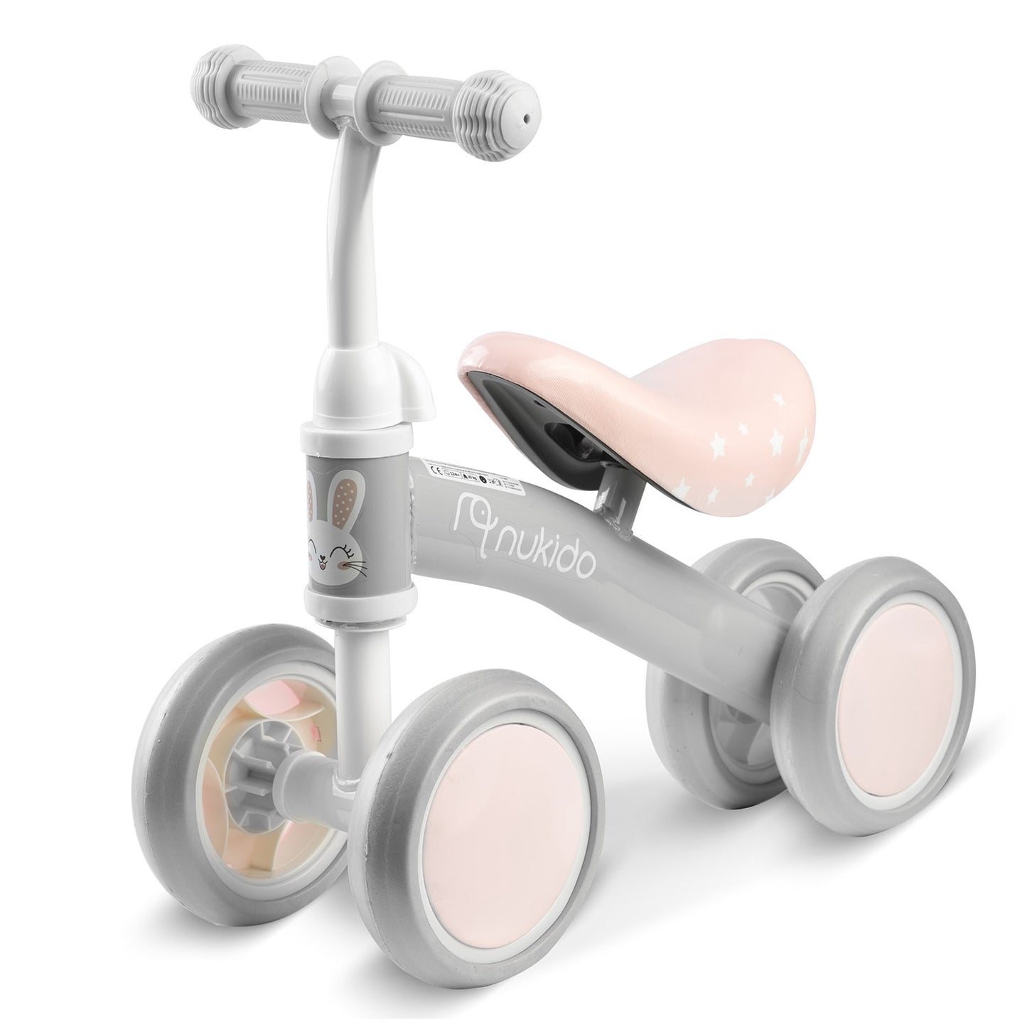 Balance Bike with 4 Wheels, Metal Frame, Foam Seat