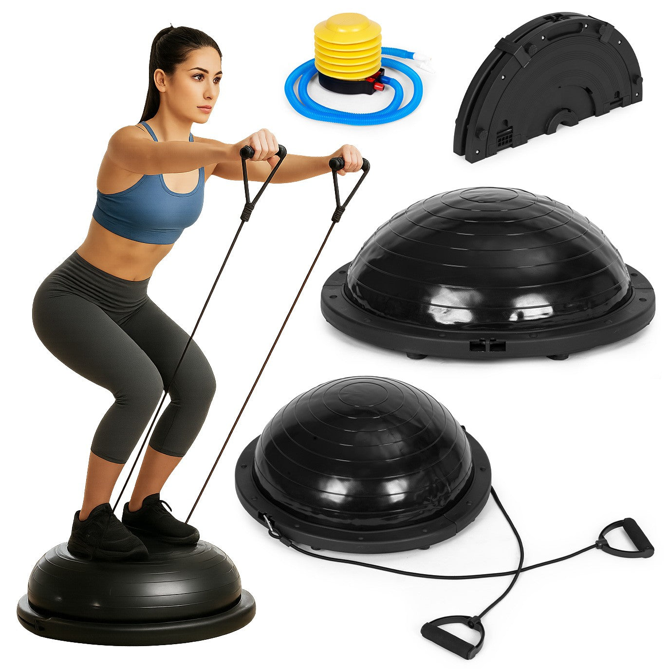 Balance Trainer with Resistance Bands and Pump