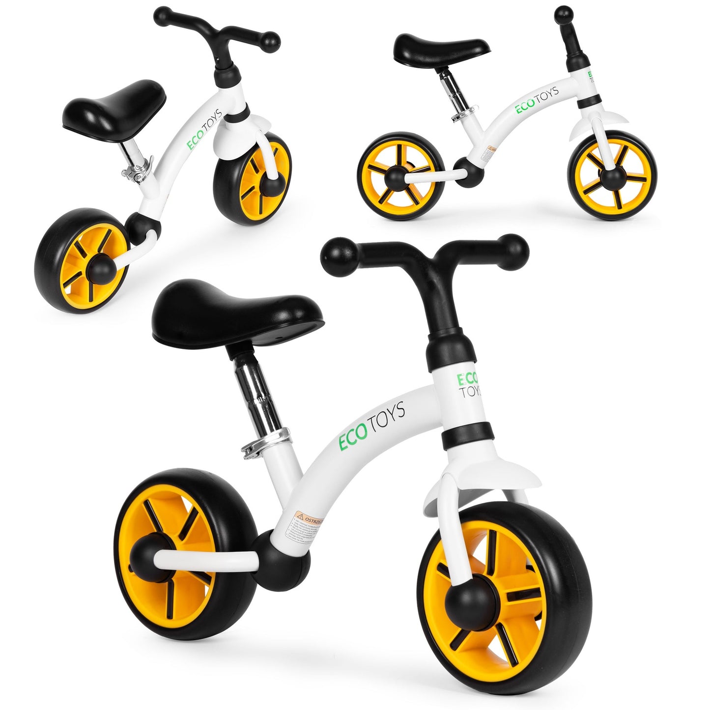 Balance bike for children, EVA wheels, adjustable seat, black, ECOTOYS