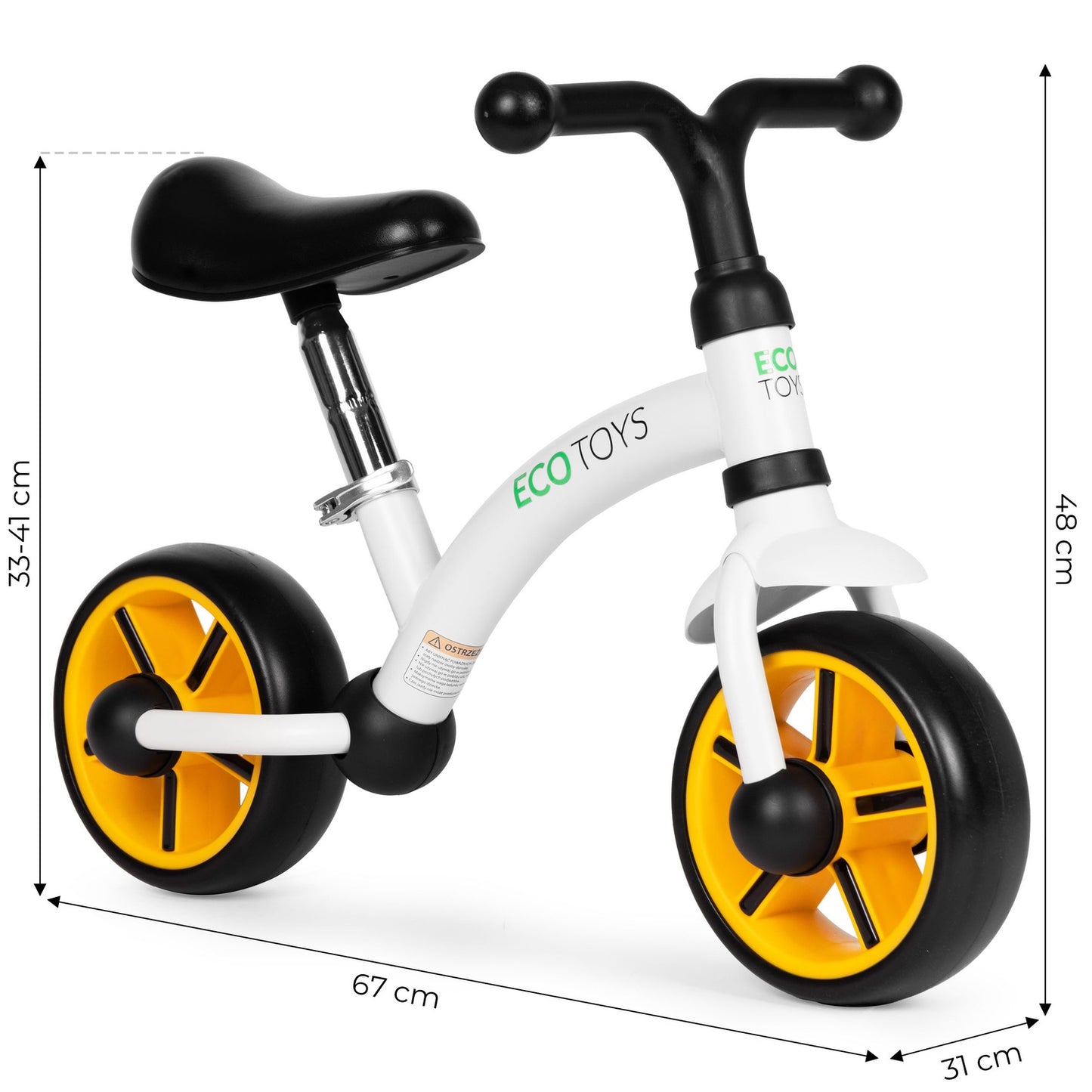 Balance bike for children, EVA wheels, adjustable seat, black, ECOTOYS
