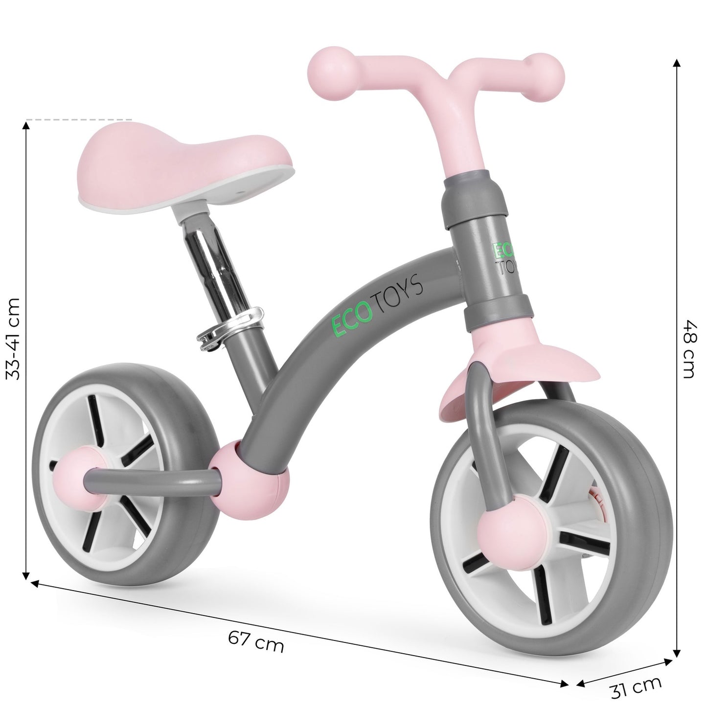 Balance bike for children, EVA wheels, adjustable seat, gray, ECOTOYS