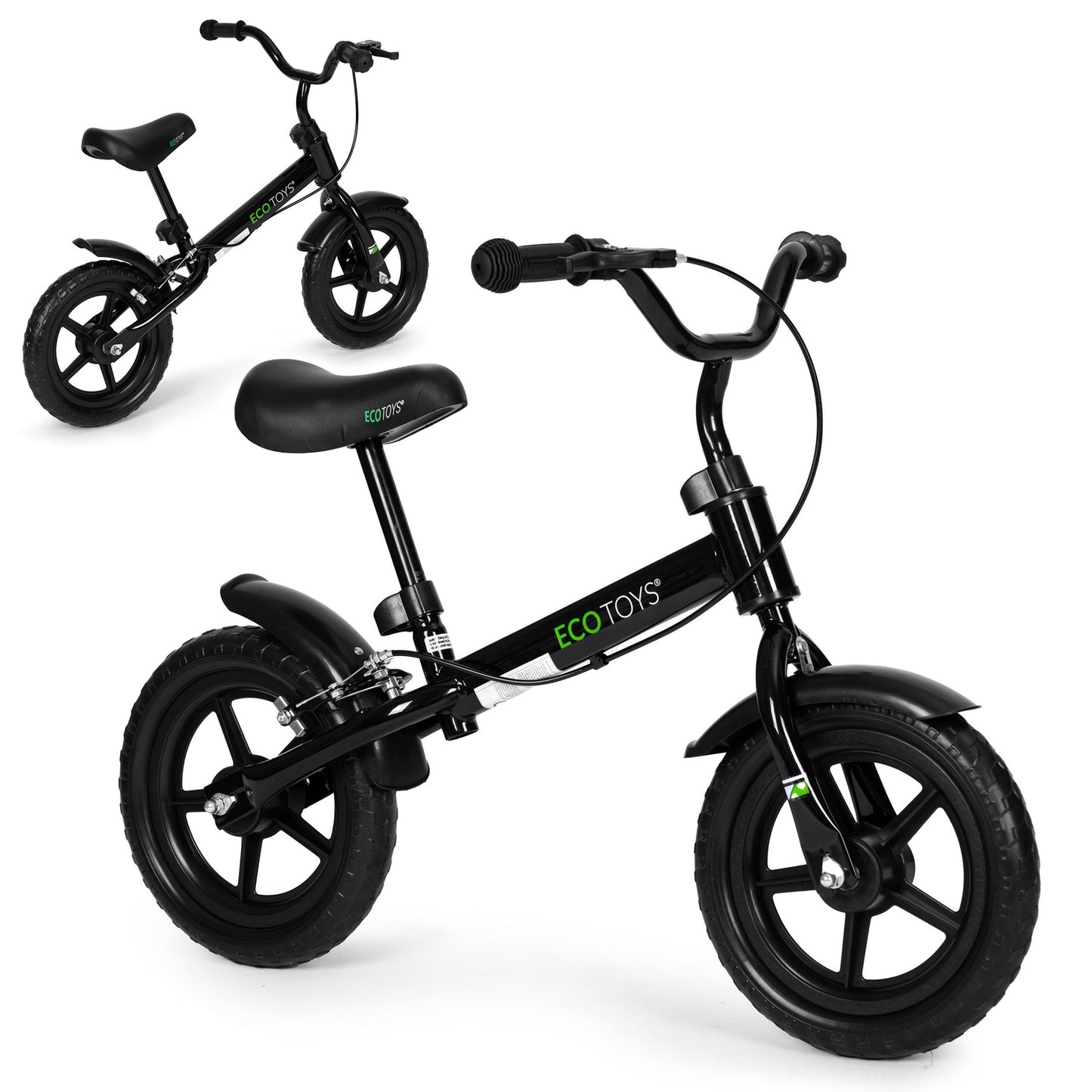 Balance bike with brake for children, EVA wheels ECOTOYS , black