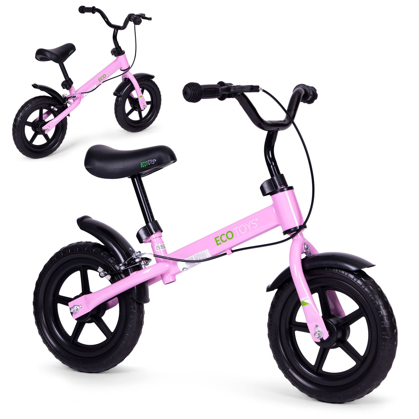 Balance bike with brake for children, EVA wheels ECOTOYS , pink
