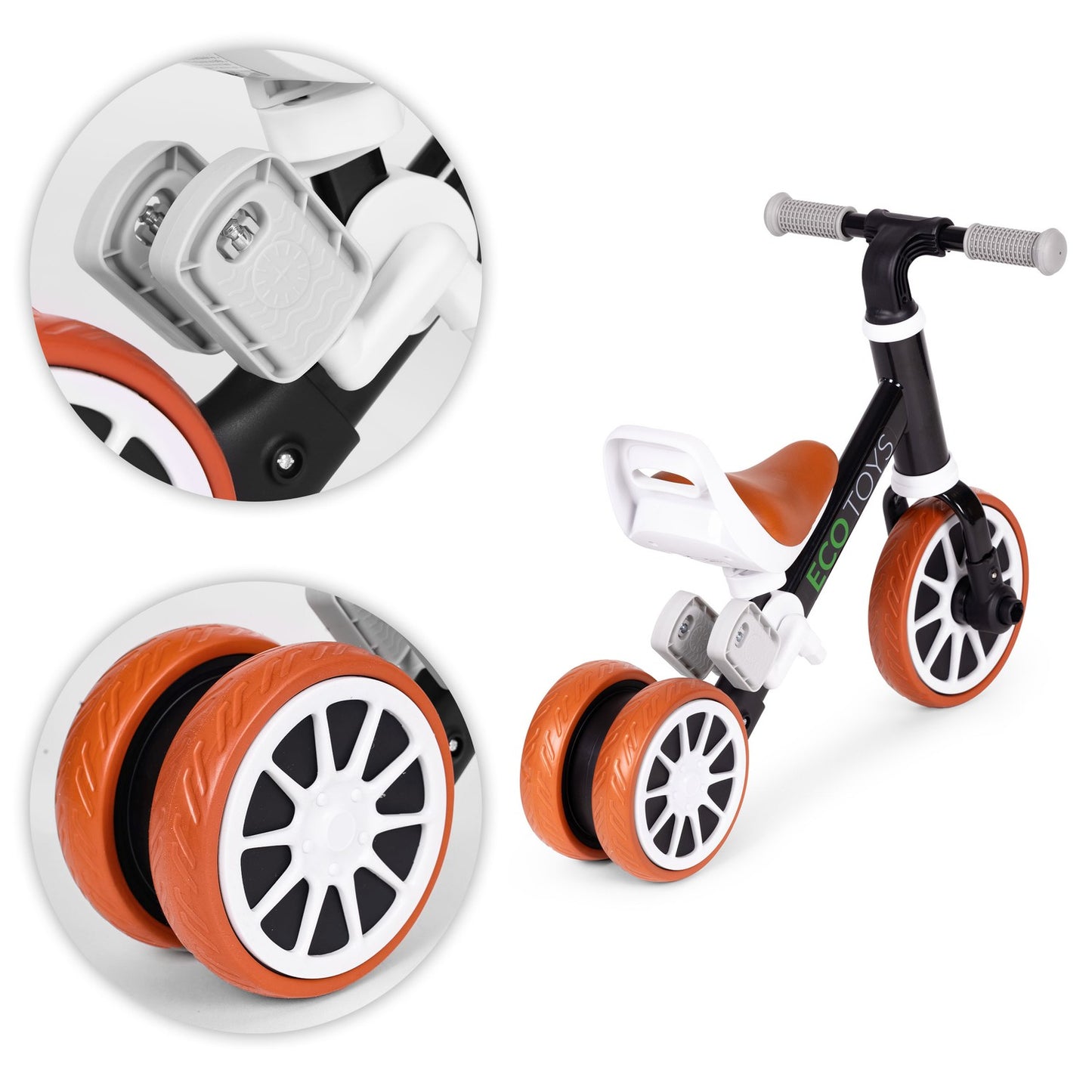 Balance bike with pedals 2in1 black ECOTOYS