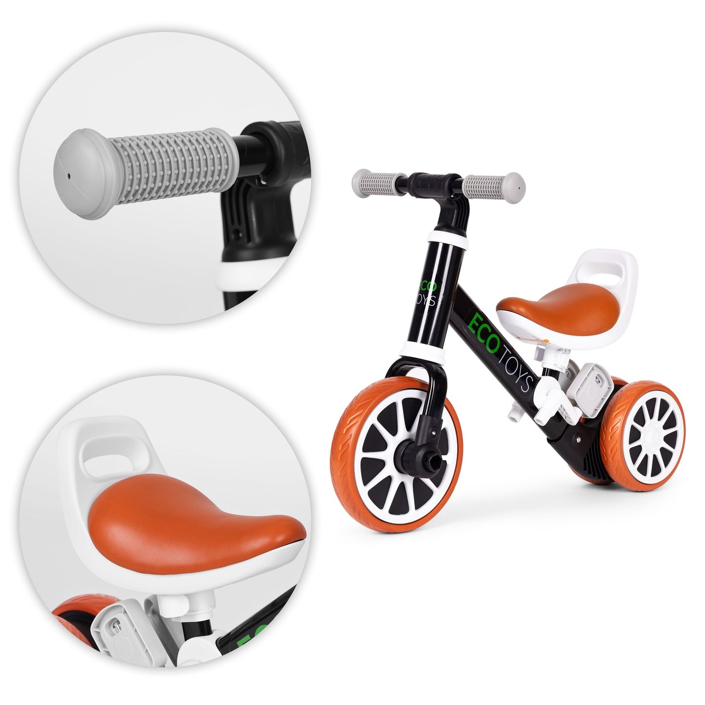 Balance bike with pedals 2in1 black ECOTOYS