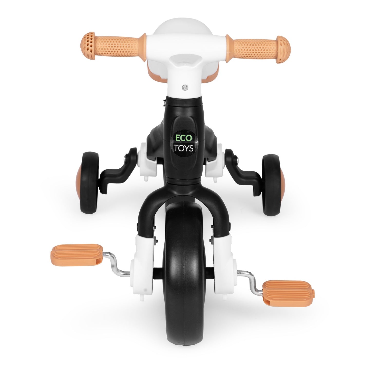 Balance bike with pedals - training, 3-in-1, side wheels, black, ECOTOYS
