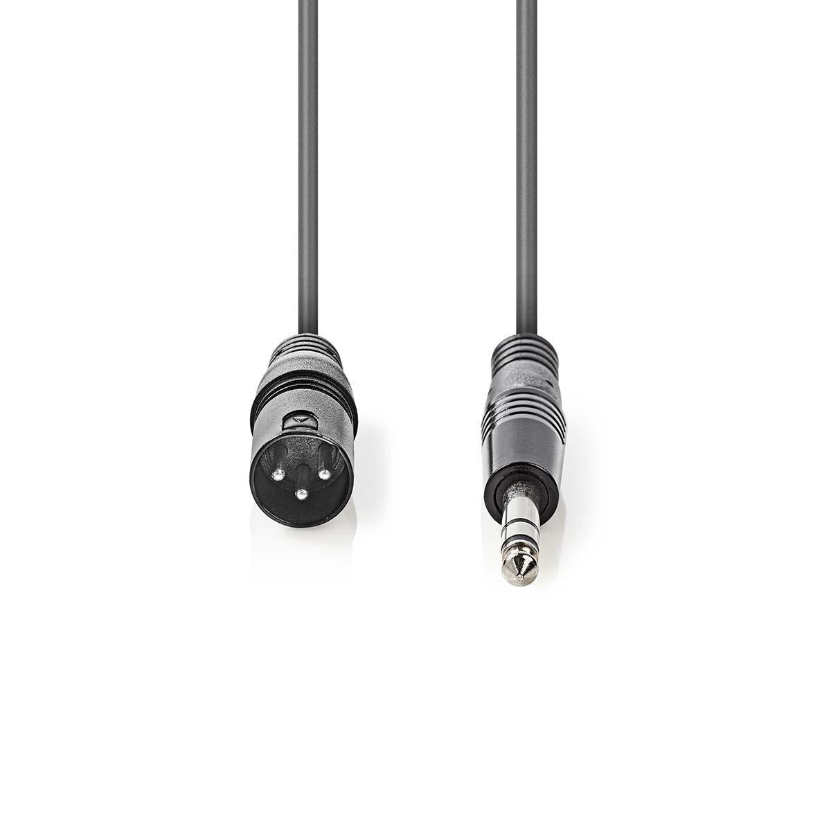 Balanced audio cable | XLR 3-pin male | 6.35 mm Male | Nickel Plated | 1.50 m | Round | PVC | Dark gray | Cardboard sleeve