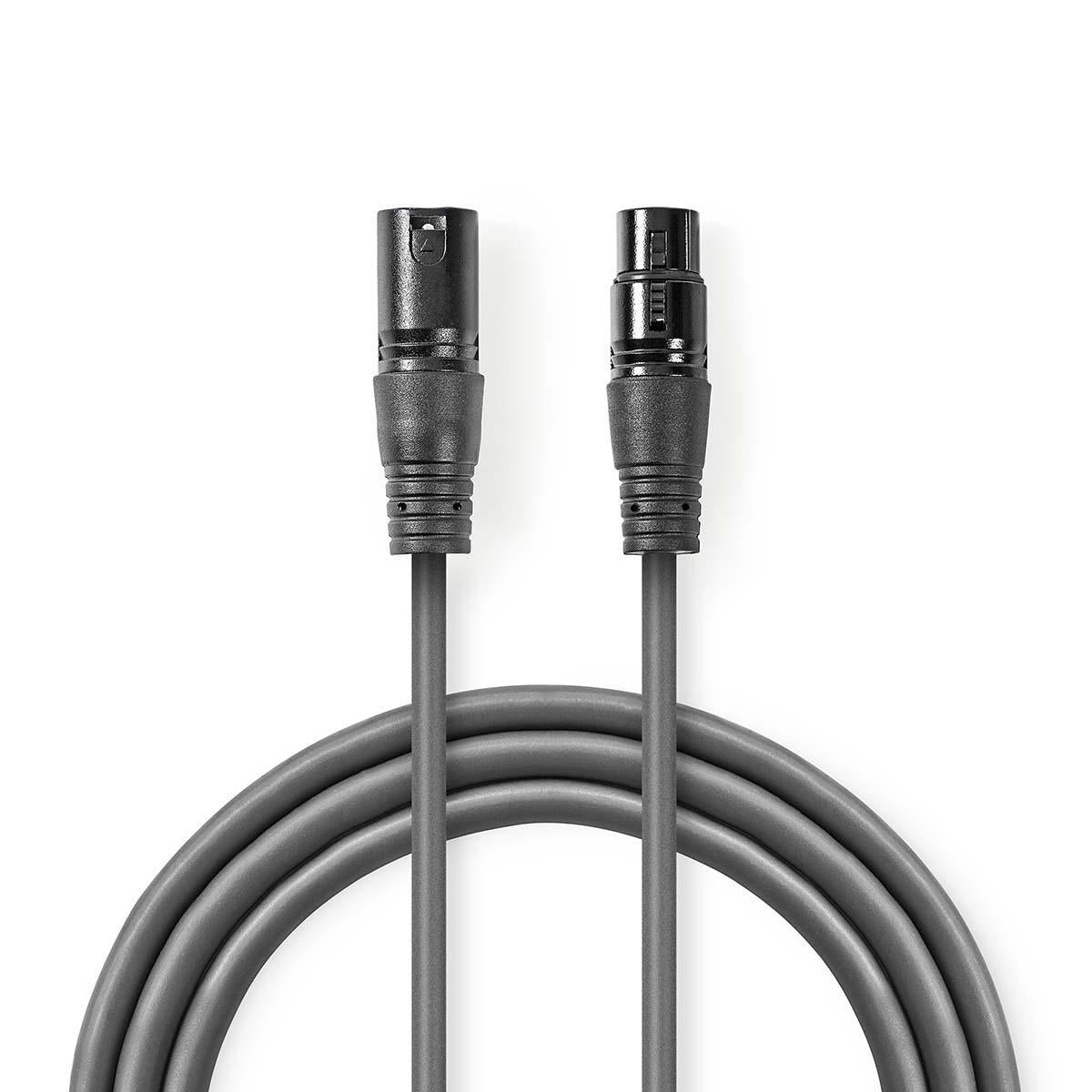Balanced audio cable | XLR 3-pin male | XLR 3-pin female | Nickel Plated | 10.0 m | Round | PVC | Dark gray | Gift box