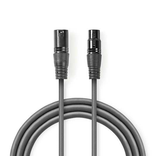 Balanced audio cable | XLR 3-pin male | XLR 3-pin female | Nickel Plated | 20.0 m | Round | PVC | Dark gray | Gift box