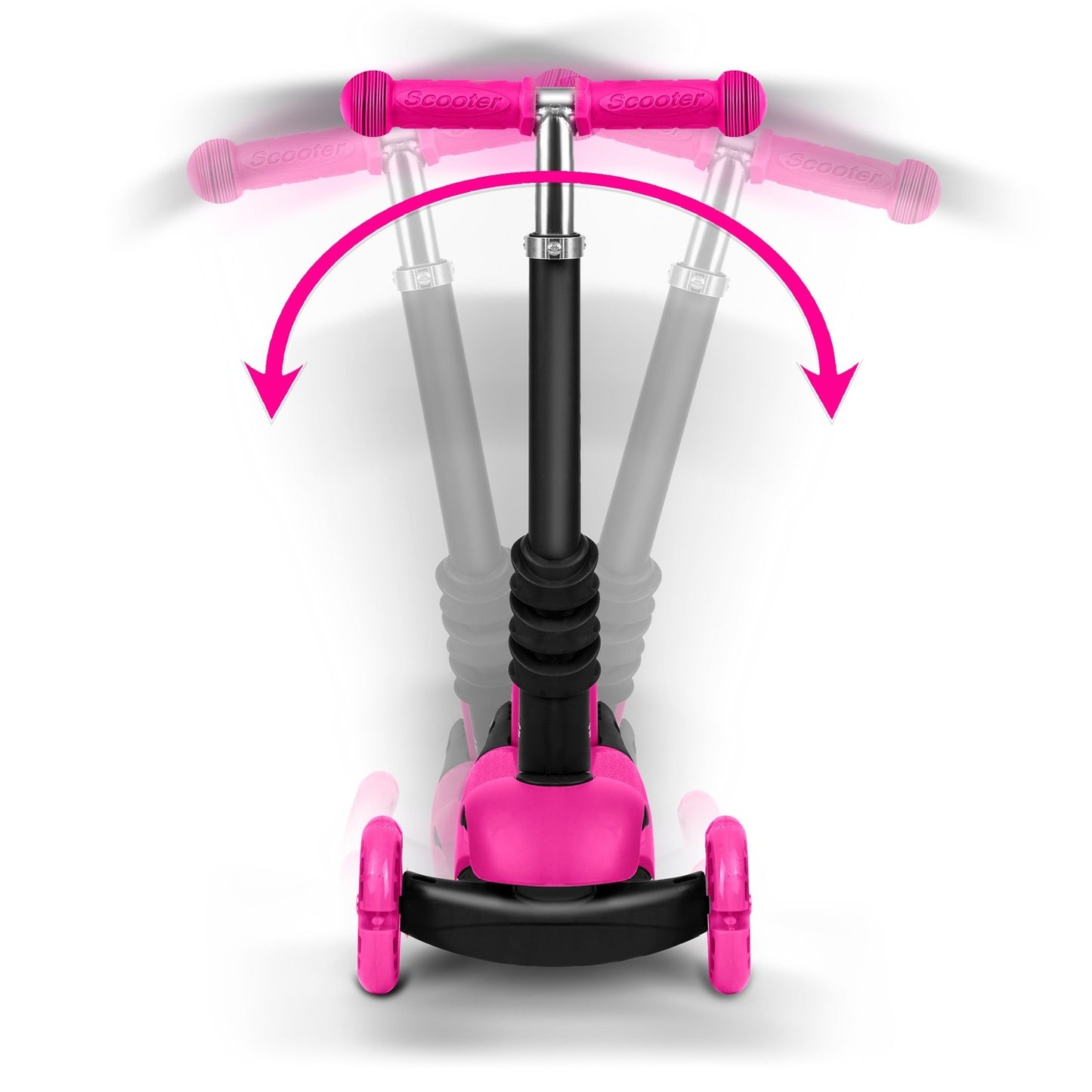 3-in-1 Kids Pink Balance Scooter with LED Wheels
