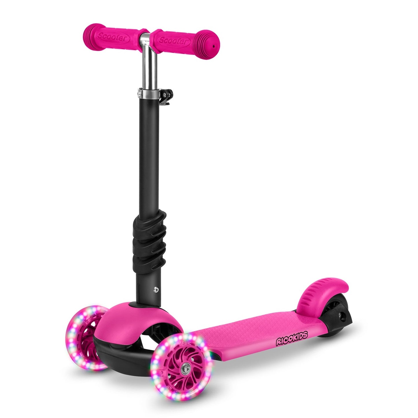 3-in-1 Kids Pink Balance Scooter with LED Wheels