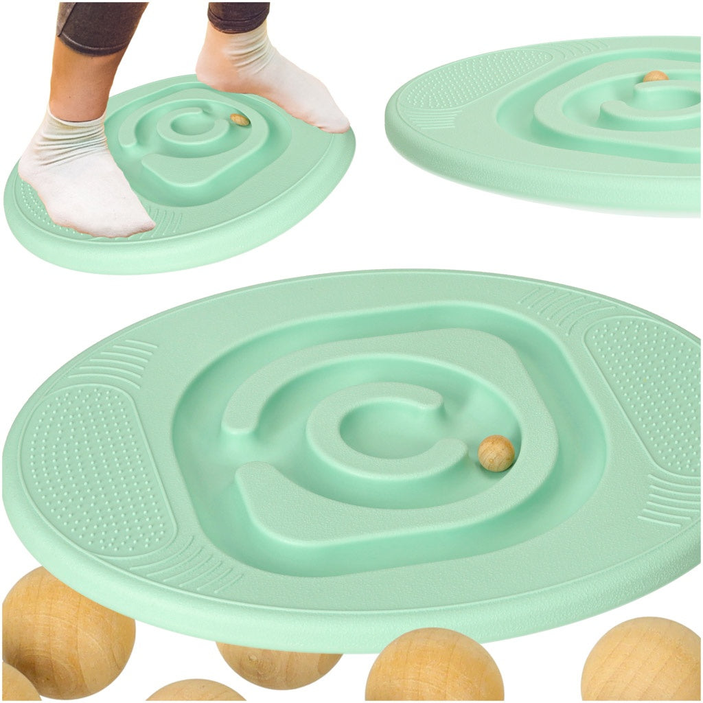 Balancing balance beam with balls blue