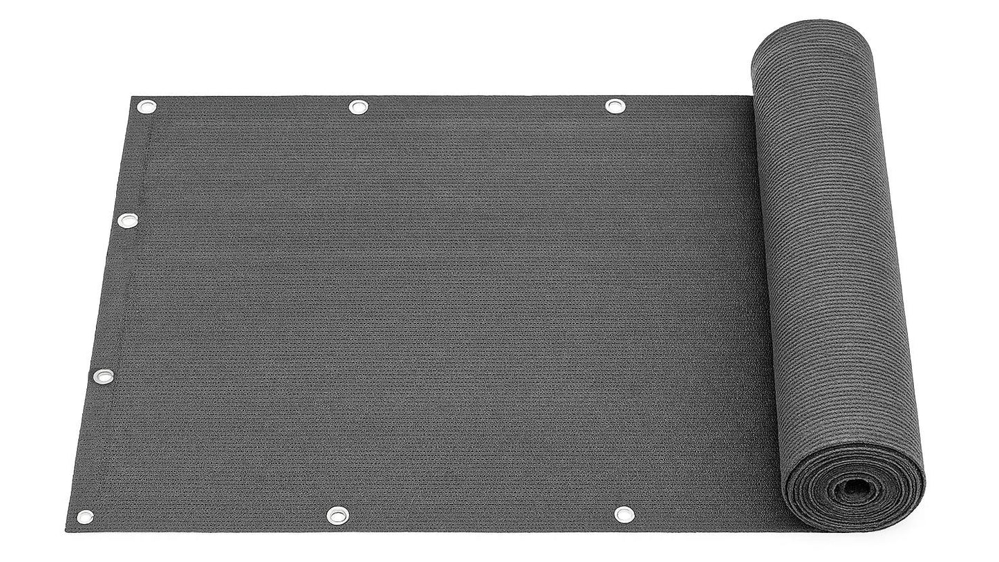 Balcony Privacy Screen with Fittings 100x700 cm Shading Mesh + Mounting Accessories Grey MultiGarden