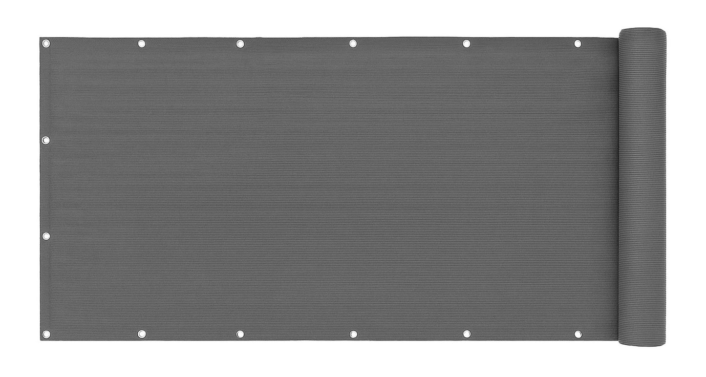 Balcony Privacy Screen with Fittings 100x700 cm Shading Mesh + Mounting Accessories Grey MultiGarden
