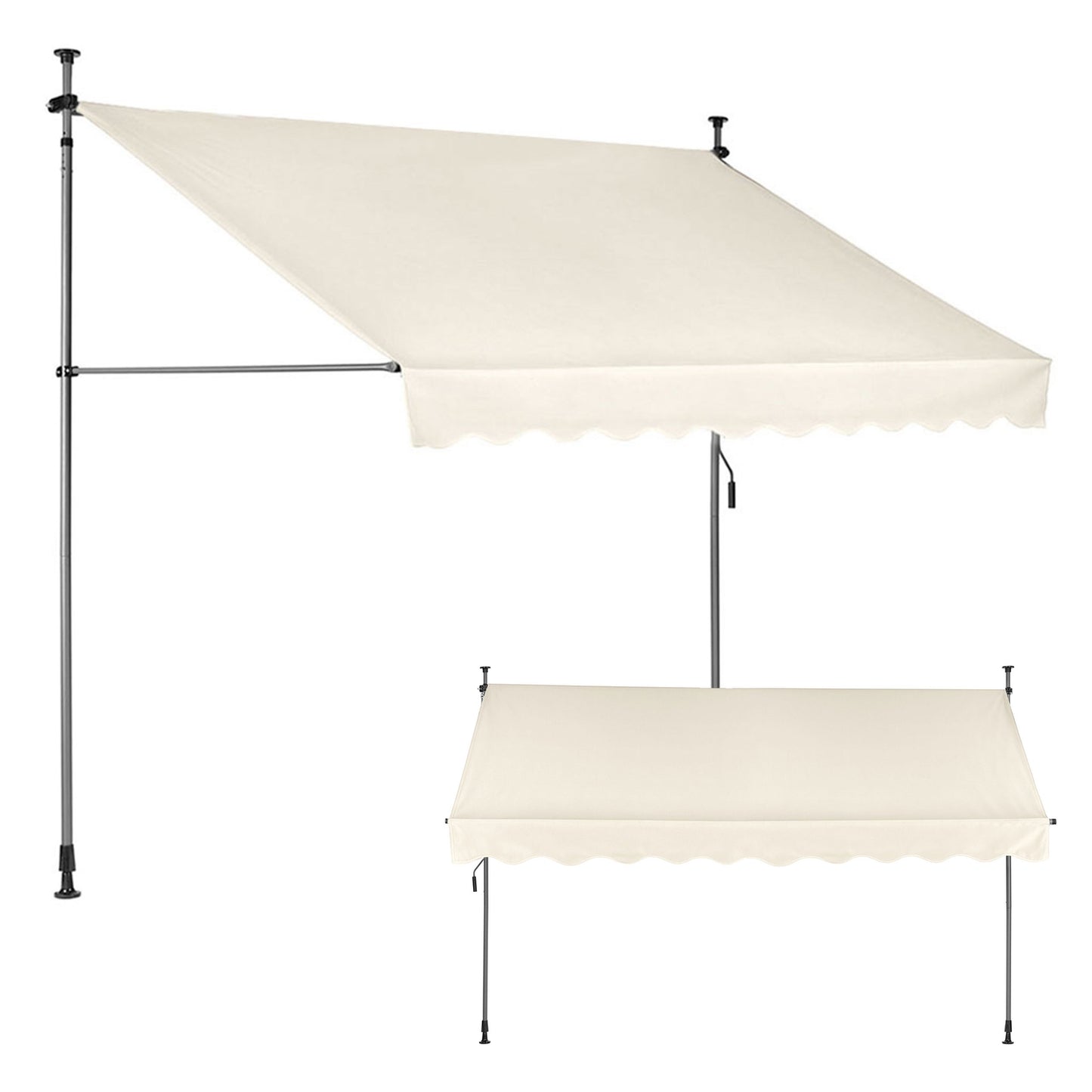 Balcony Sunshade Awning 300x120 cm, Height Adjustable, Waterproof with Hand Crank Beige MultiGarden