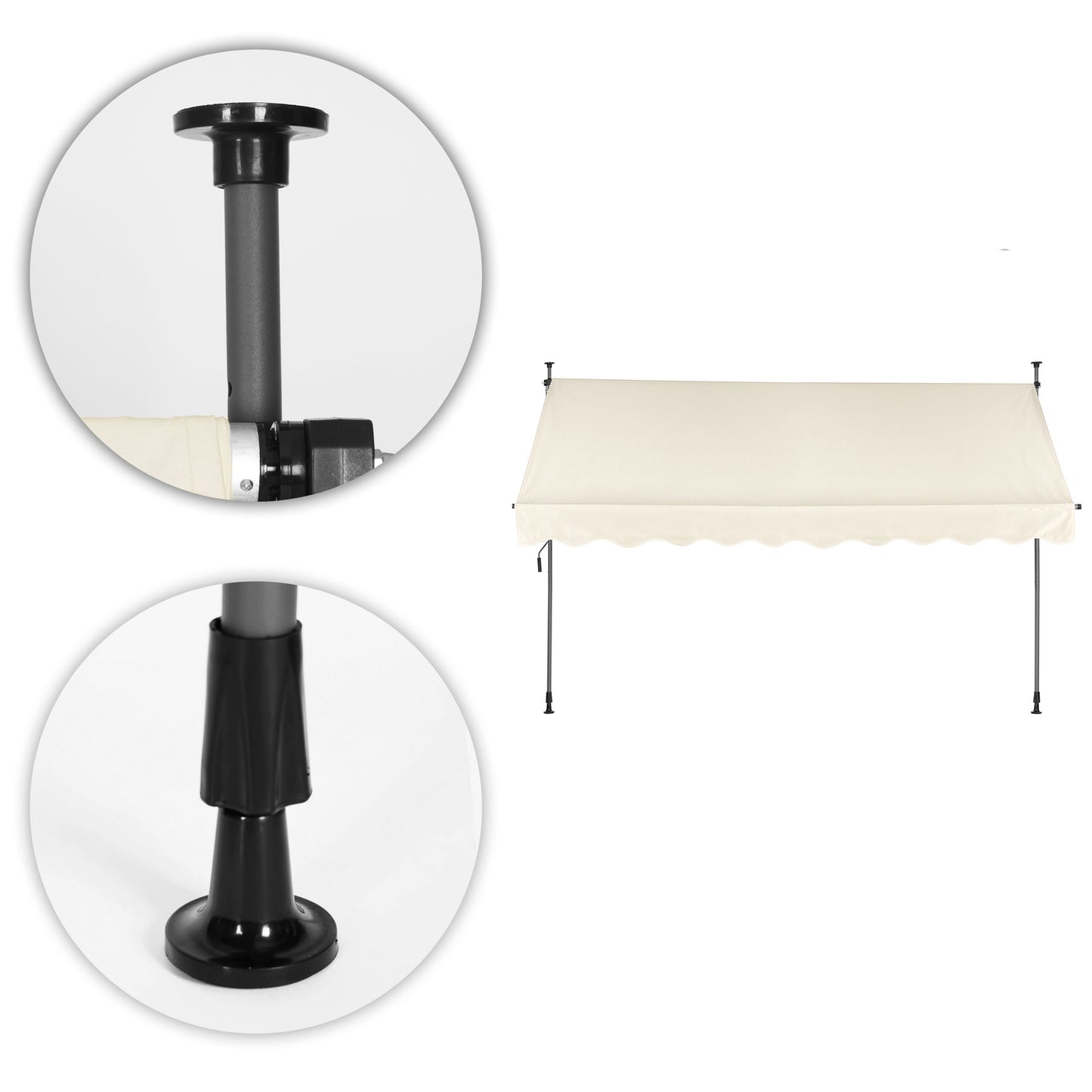 Balcony Sunshade Awning 300x120 cm, Height Adjustable, Waterproof with Hand Crank Beige MultiGarden