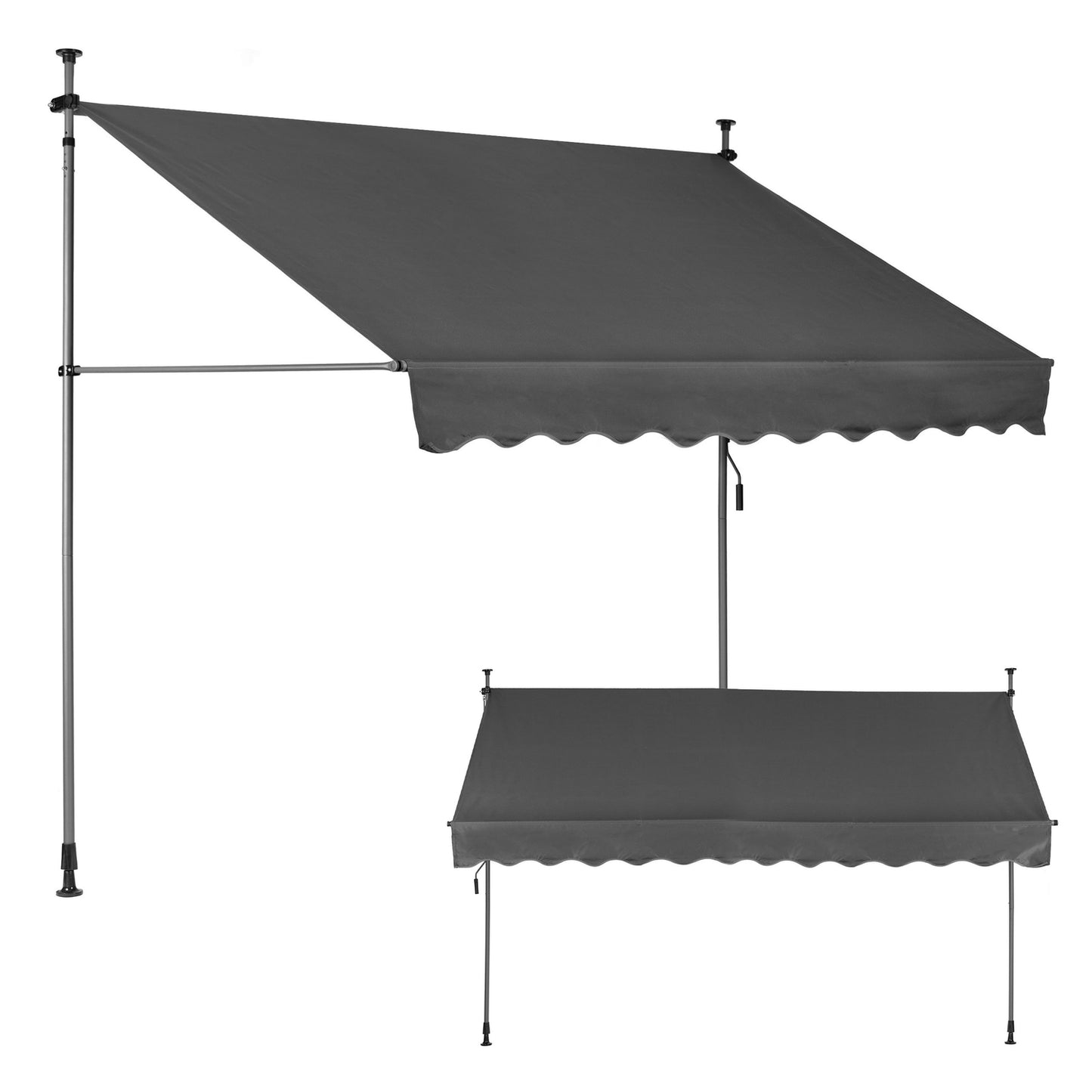 Balcony Sunshade Awning 300x120 cm, Height Adjustable, Waterproof with Hand Crank Grey MultiGarden