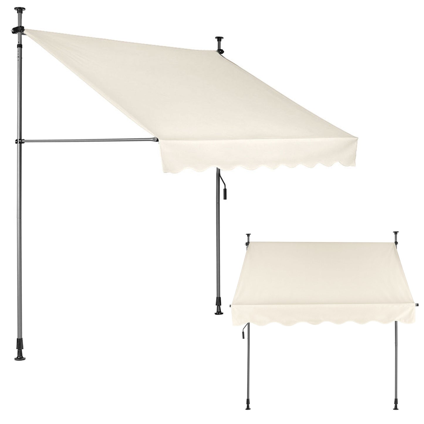 Balcony Sunshade Awning with Height Adjustment, Waterproof with Hand Crank Beige MultiGarden