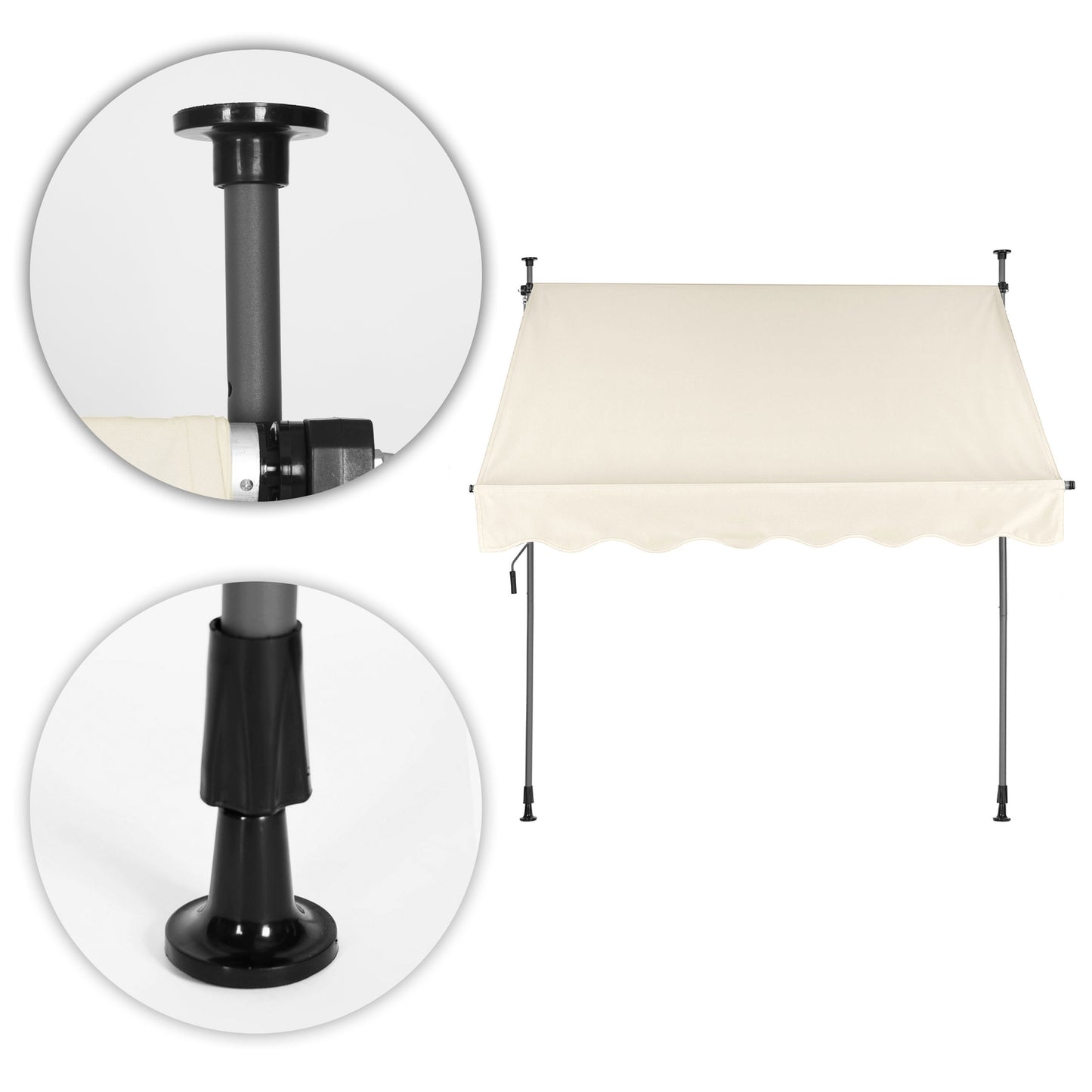 Balcony Sunshade Awning with Height Adjustment, Waterproof with Hand Crank Beige MultiGarden