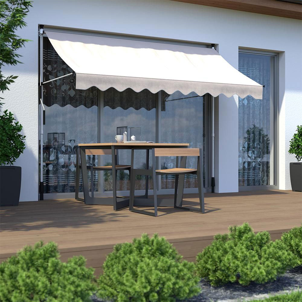 Balcony Sunshade Awning with Height Adjustment, Waterproof with Hand Crank Beige MultiGarden
